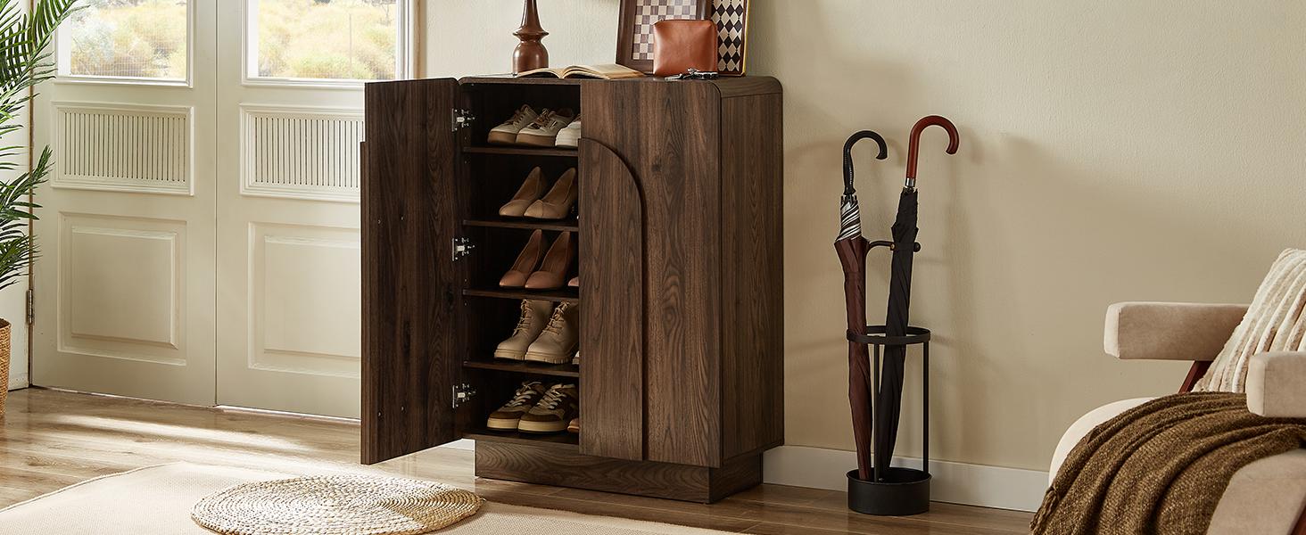 ONBRILL Shoe Storage Cabinet with Doors, Large Shoe Cabinet Storage for Entryway, Wooden 6 Tier Shoe Organizer Cabinets with Adjustable Shelves for Entrance Hallway Living Room Foyer【BlackFridayDeal】