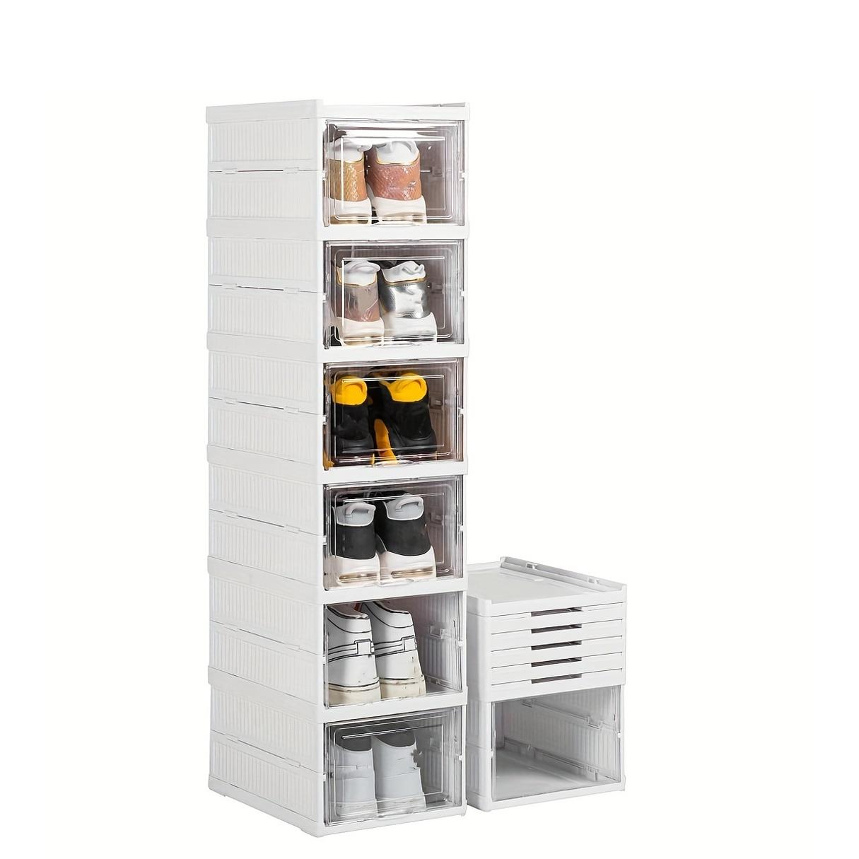 Stackable shoe storage box set, featuring front-opening waterproof transparent plastic storage boxes for easy access, perfect for wardrobes and entryways, shoe storage boxes