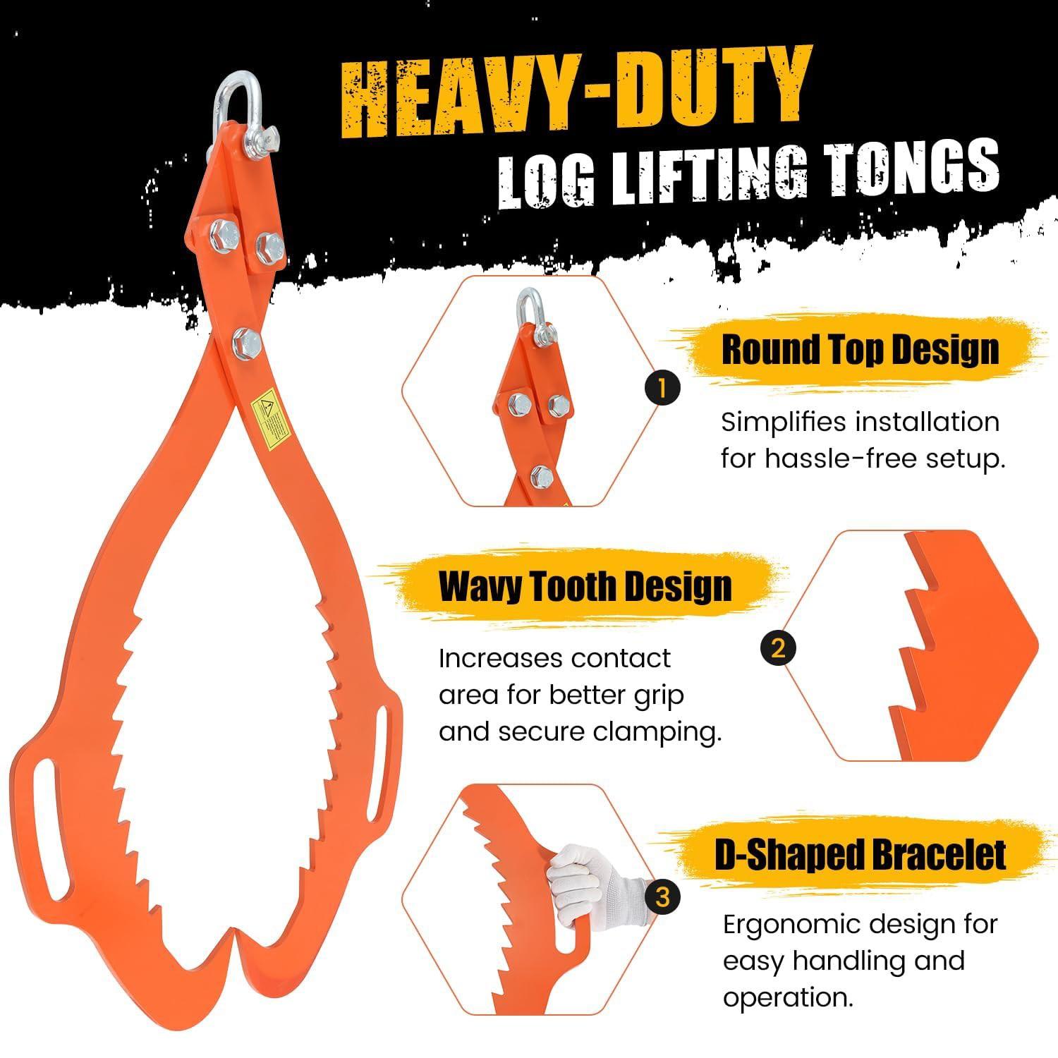 Teeth Claw Hook, Log Lifting Clamp, Log Lifting Clamp, Grab Bucket Wood Claws, for Moving, Dragging, and Transport Tools