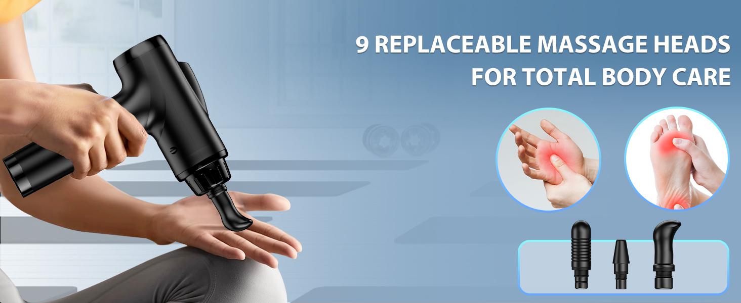 Handheld Muscle Massager Deep Tissue M68-7,Pain Relief with 9 Attachments&30 Speed,Massage Device for Knee,Foot,Neck,Back, Perfect Gift