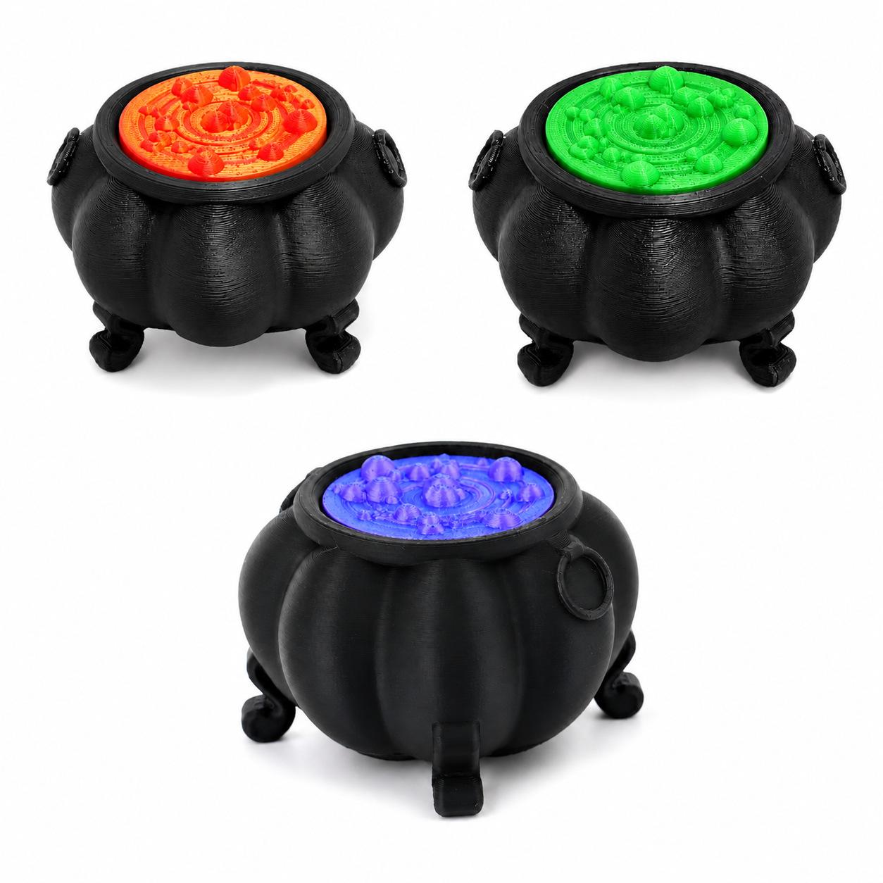 Satisfying Click Witch Cauldron Fidget Toy 3 Pack Fidget Set Halloween Desktop Decor 3D Printed Stress Relief Ornament