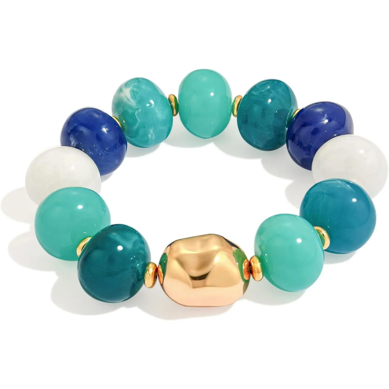 Trendy Beaded Bracelet for Women Chunky  Heart  Bracelets Boho Colorful  Beads Bracelet Y2k Statement