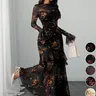 Women's Floral Print Dress, Elegant Gothic Long Sleeve Dress for Party Holiday Wedding Guest, Ladies Clothes for All Seasons Dresses For Wedding #GLOBAL PICKS
