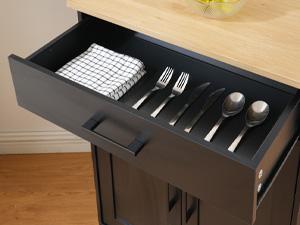 MAHANCRIS Wooden Kitchen Island on Wheels with Drop Leaf, Adjustable shelves, Towel Rack and Drawer, Storage solutions for Kitchen