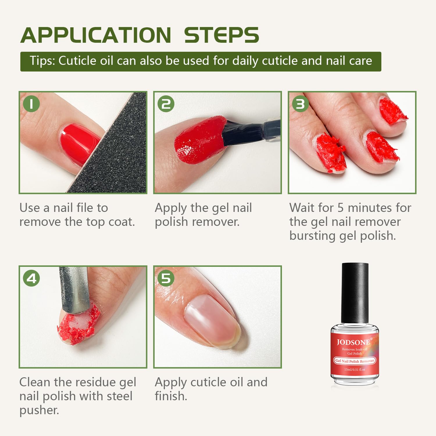 JODSONE 15ML Gel Nail Remover Quick Gel Nail Polish Remover and Base Coat Top Coat Simple Set is Suitable for Beginners to Try JODSONE 15ML Gel Nail Remover Quick Gel Nail Polish Remover and Base Coat Top Coat Simple Set is Suitable for Beginners to Try