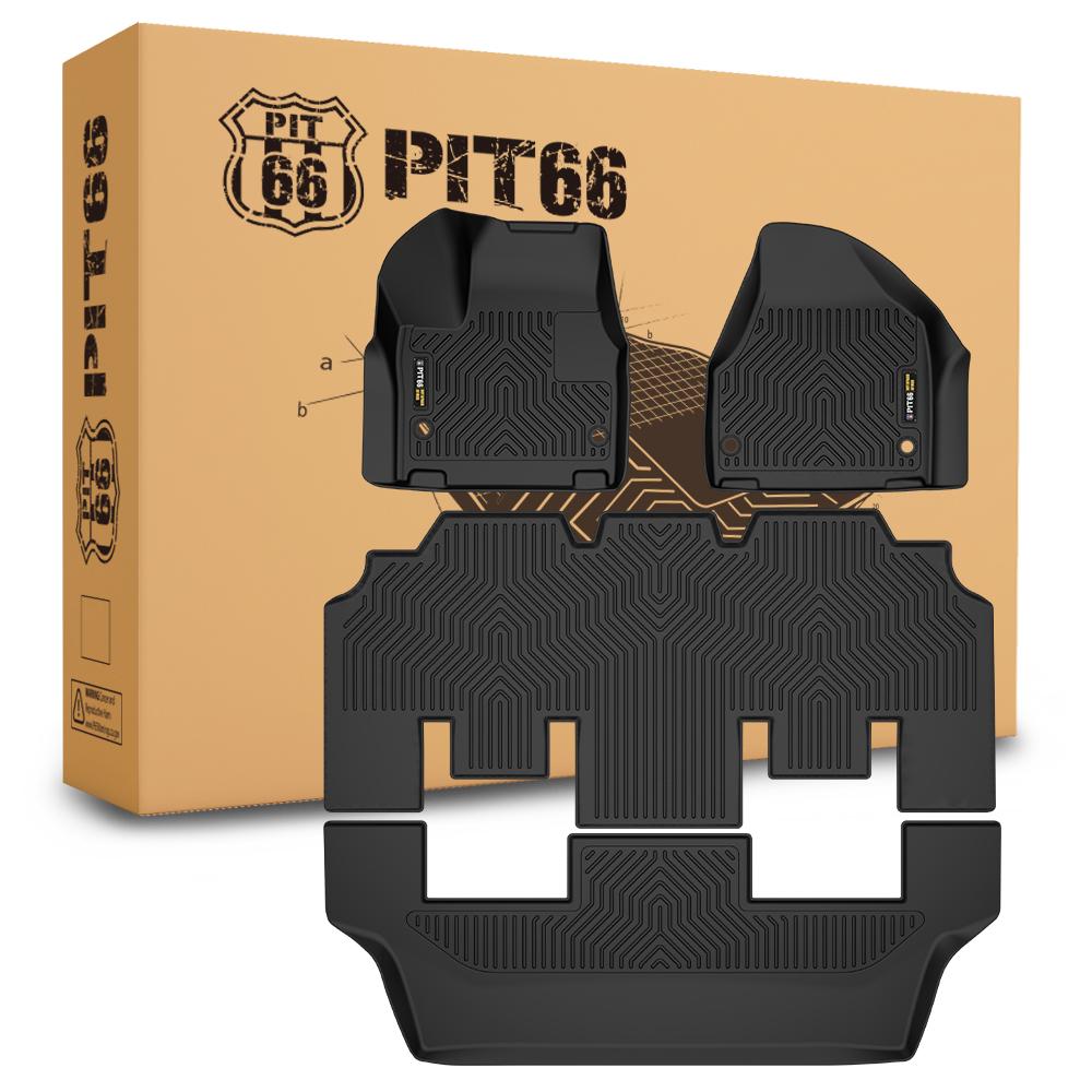 CROSSDESIGN 3PCS Floor Mats for PACIFICA 2017-2025 Plaid 3D Material Cargo Liners All-Weather Car Mats Anti-Slip Trunk Mat  Accessories Custom Fit 7 and 8 passenger model