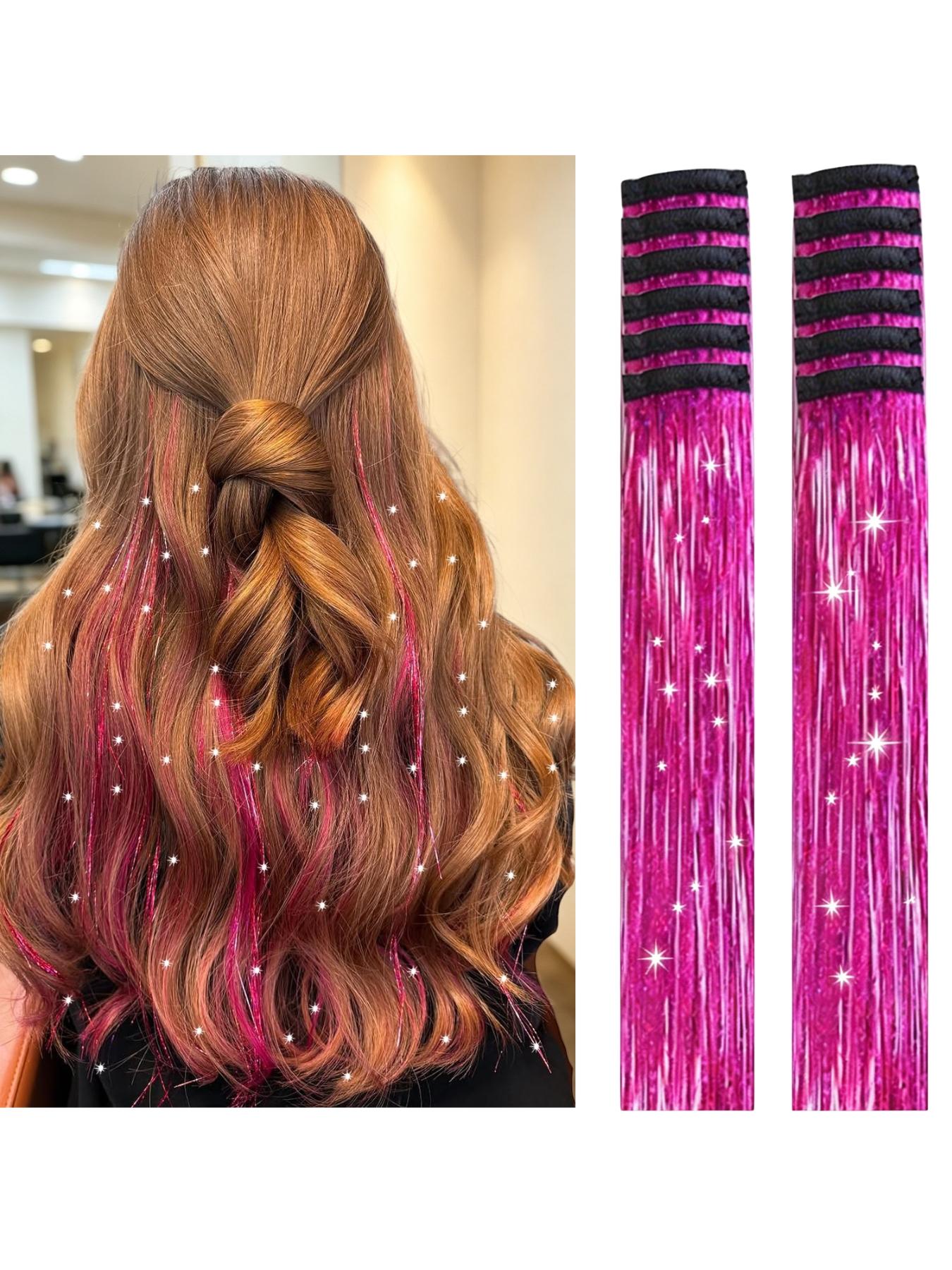 Rainbow Hair Tinsel Pack of 12 Pcs Clip in Hair Tinsel 20 Inch Glitter Tinsel Hair Extensions, Festival Tinsel Fairy Hair Extension Party Dazzle Hair Accessories Strands Kit Clip on Hairpieces Rainbow Hair Tinsel Pack of 12 Pcs Clip in Hair Tinsel 20 Inch Glitter Tinsel Hair Extensions, Festival Tinsel Fairy Hair Extension Party Dazzle Hair Accessories Strands Kit Clip on Hairpieces
