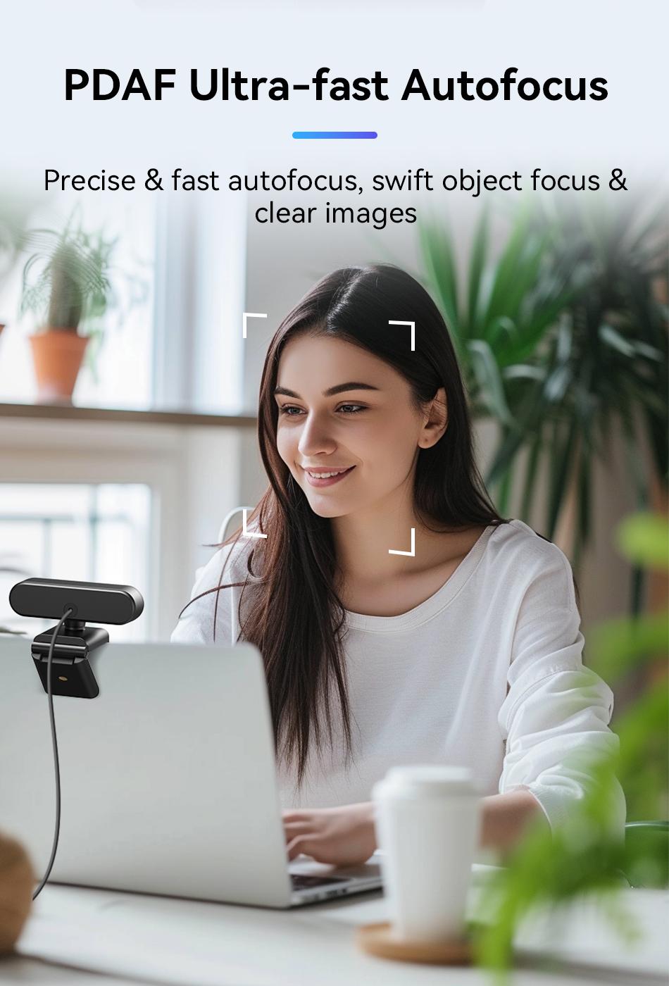 EMEET C60E 4K Ultra HD Webcam with Auto Focus 73° FOV for PC Gaming Switch2 Computer Camera 4K@30fps 1080P@60fps Fast AutoFocus Auto Light Correction Plug & Play with Privacy Cover for Streaming Working Gaming, TikTokShopBlackFriday