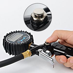 Nilight Digital Tire Inflator Pressure Gauge,250 PSI Air Chuck and Compressor Accessories Heavy Duty with Rubber Hose and Quick Connect Coupler for 0.1 Display Resolution Portable