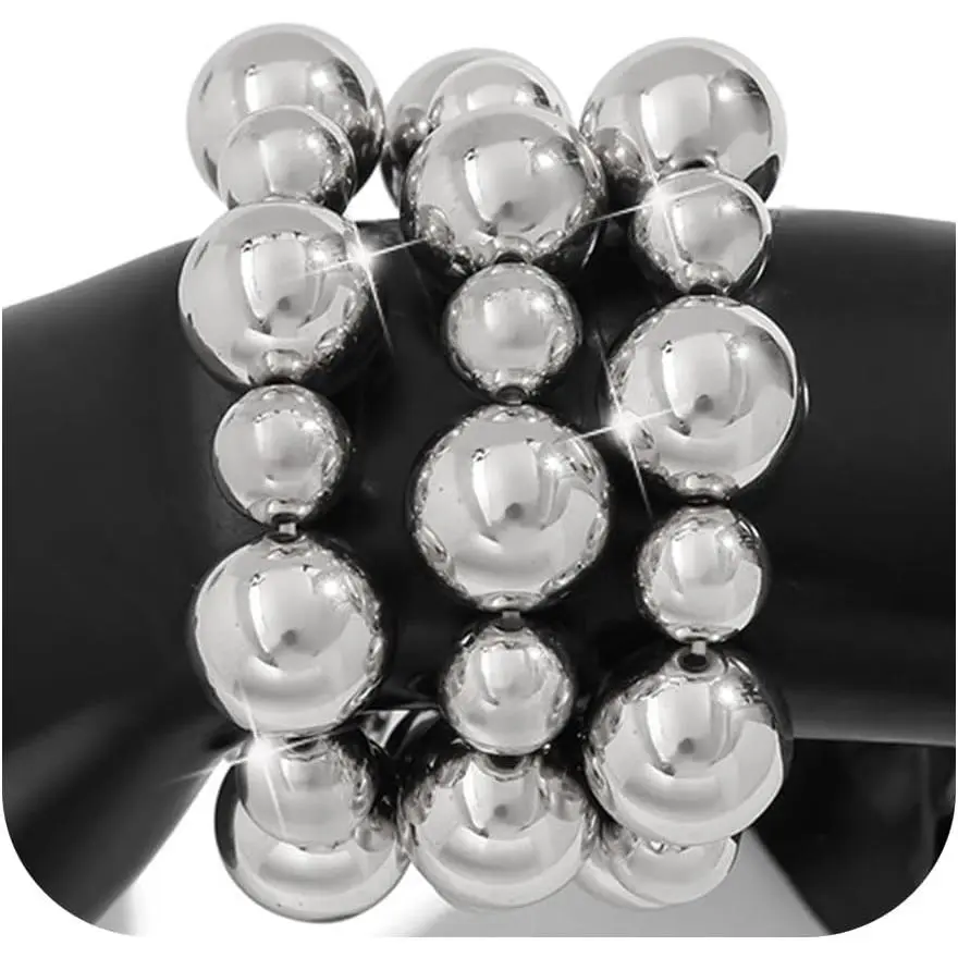 Chunky Bracelets Set for Women,Big Round Ball Beaded Elastic Bracelets  Trendy Stackable Stretch Bracelet  Punk