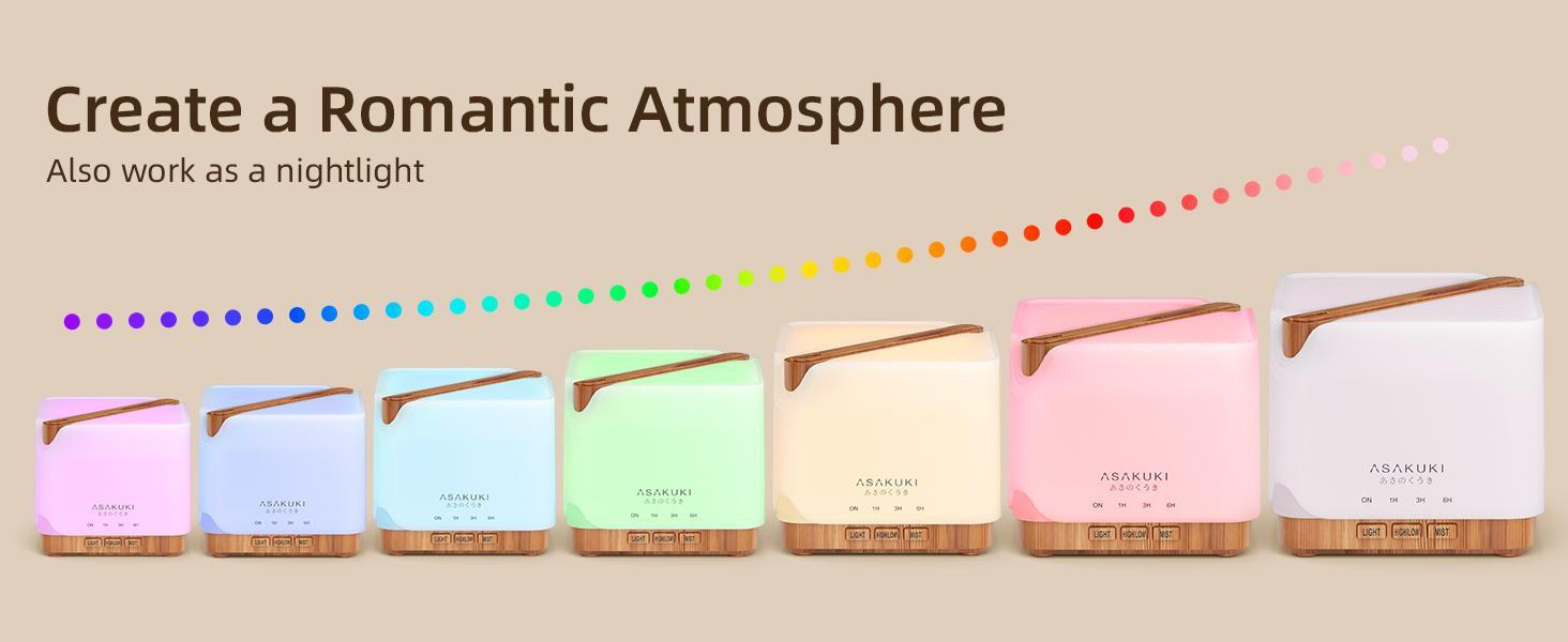ASAKUKI 700 ml Premium Essential Oil Diffuser, 5 in 1 Ultrasonic Aromatherapy Fragrant Oil Vaporizer Humidifier, Timer and Auto-Off Safety Switch, 7 LED Light Colors