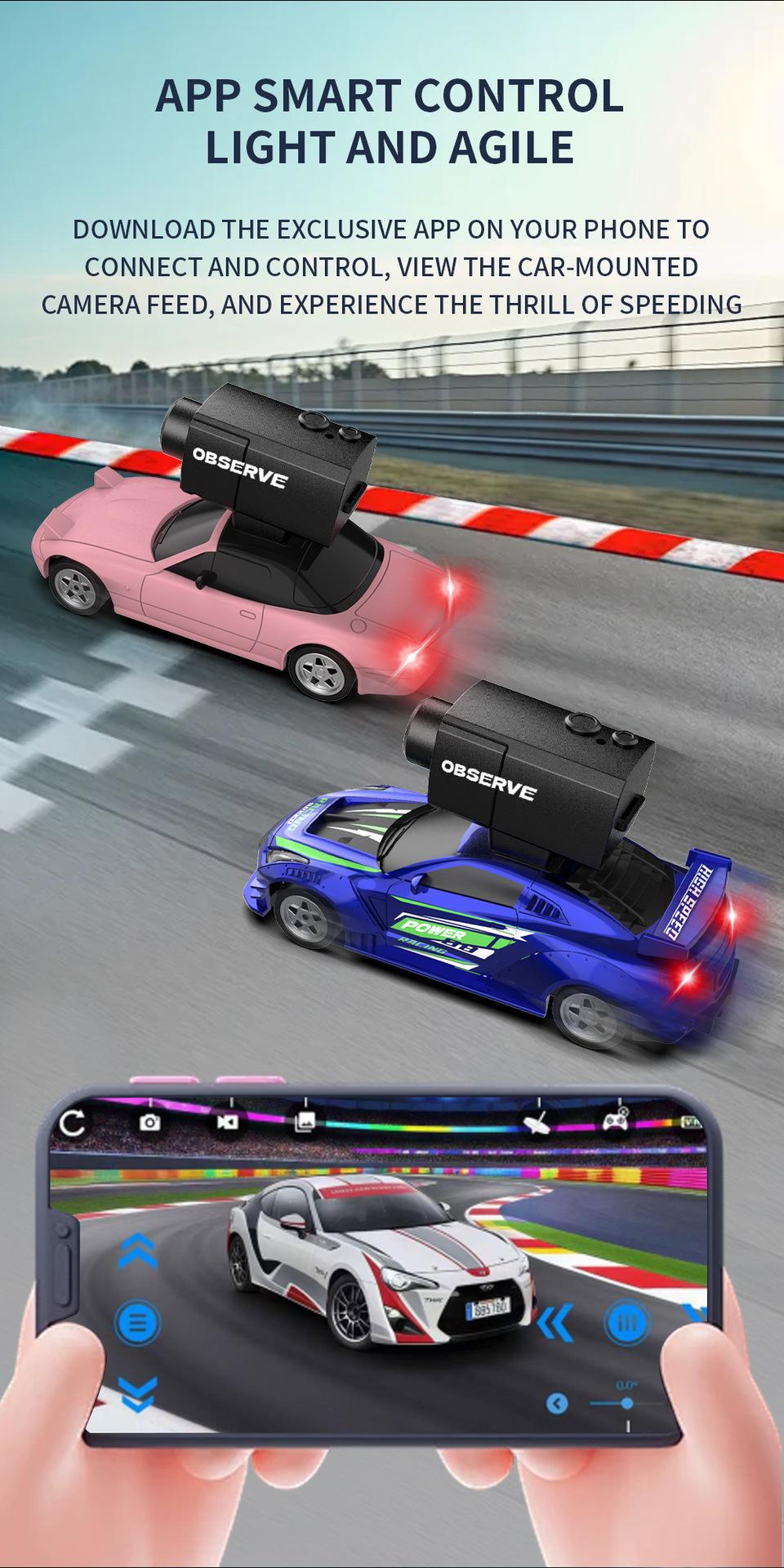 JJRC Mini FPV RC Car with Camera - 1:32 4WD High Speed Drift Racing Car, 2.4G Full Proportional Control, APP Remote Mode, Rechargeable Toy for Boys Kids 8-12 hd