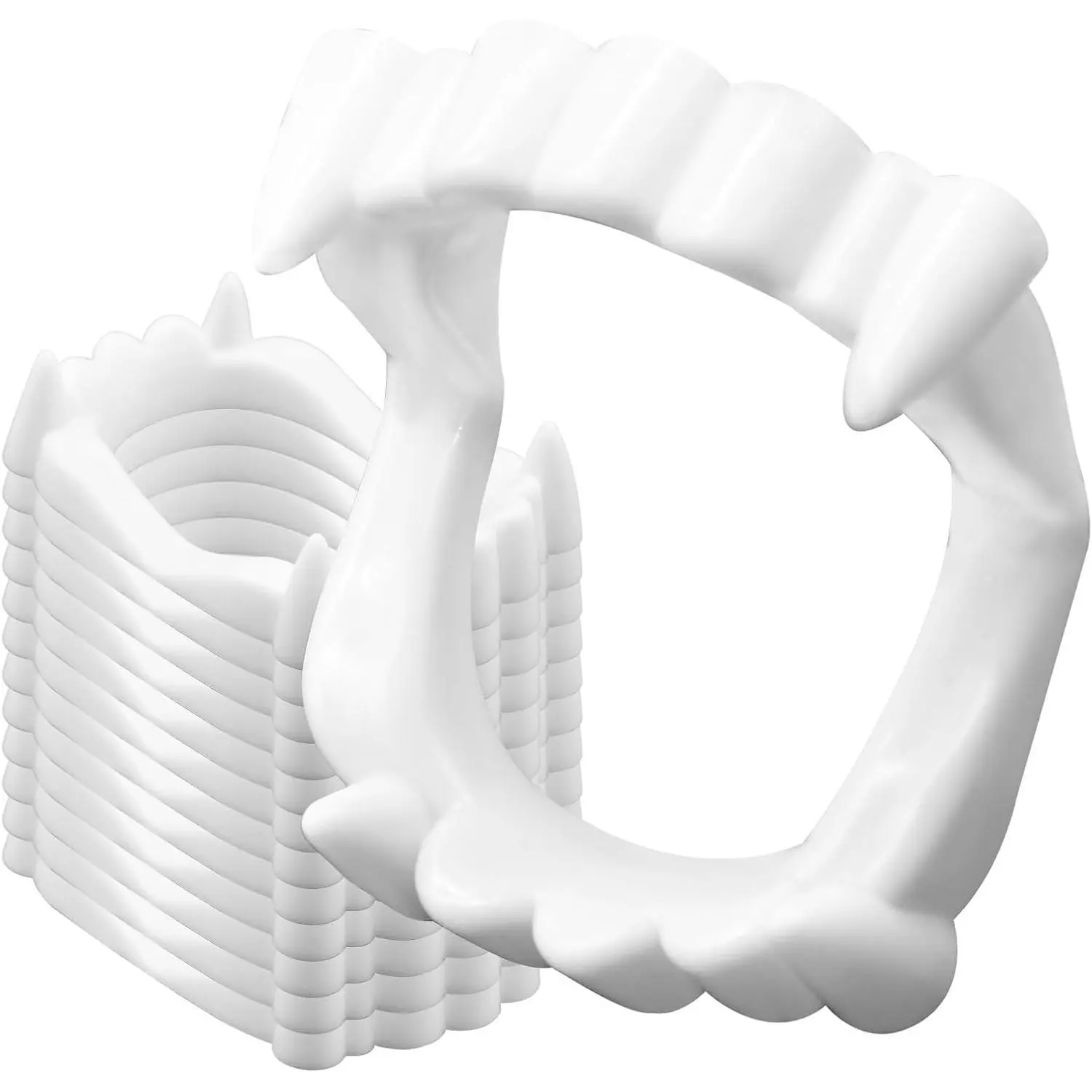 12 Pcs White Vampire Fangs - Halloween Plastic Teeth, Fun Cosplay Props, Party Favors and Trick or Treat AccessoriesGift