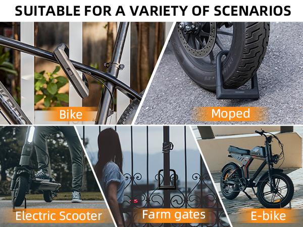 ROCKBROS Bike U Lock Heavy Duty Anti Theft Carbon Steel Bicycle Lock Suitable for Road, Mountain, and Scooter Bikes