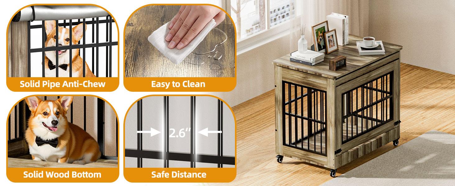 ZZWHOM Premium Solid Wood Dog Crate – Large Indoor Pet Kennel with Lockable Door, Multiple Sizes for Medium to Giant Breeds