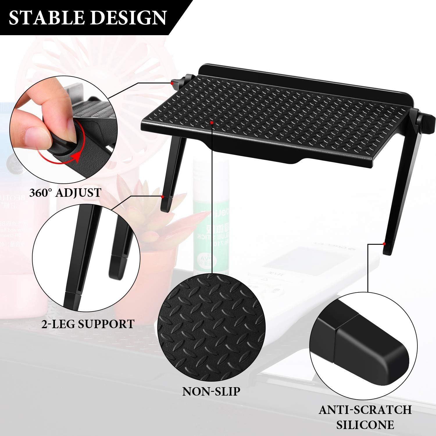 2 Pieces TV Top Shelf Adjustable Screen Shelf TV Monitor Top Bracket for Cellphone Stand, Media Boxes, Game Console, Router and Home(Black)