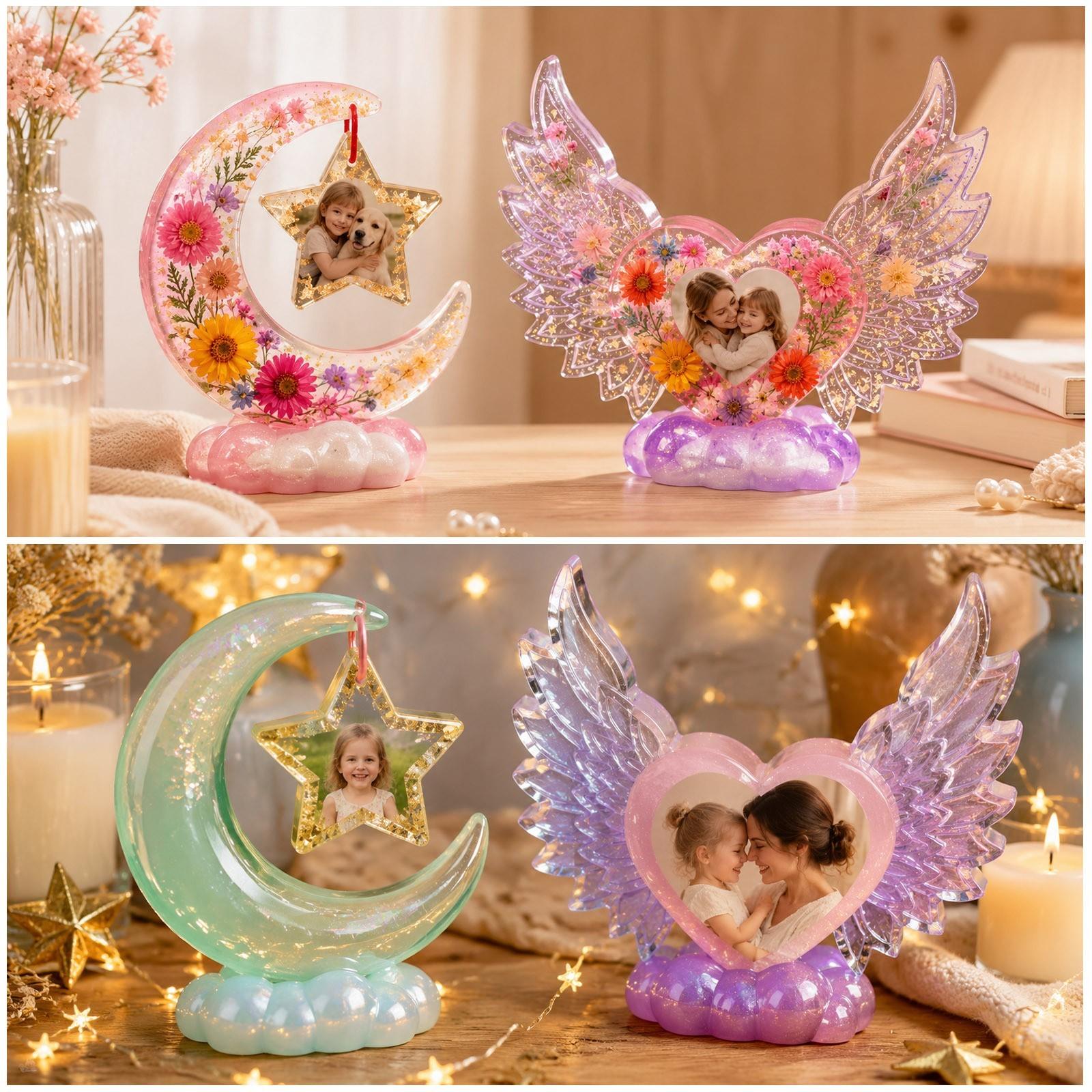 Heart Frame Ornament Silicone Mold, Star Moon Wing DIY Crystal Resin Craft Mold, Art Toy Silicone Candle Mold, Handmade Decoration Tool, Soap Molds, Candle Molds For Candle Making