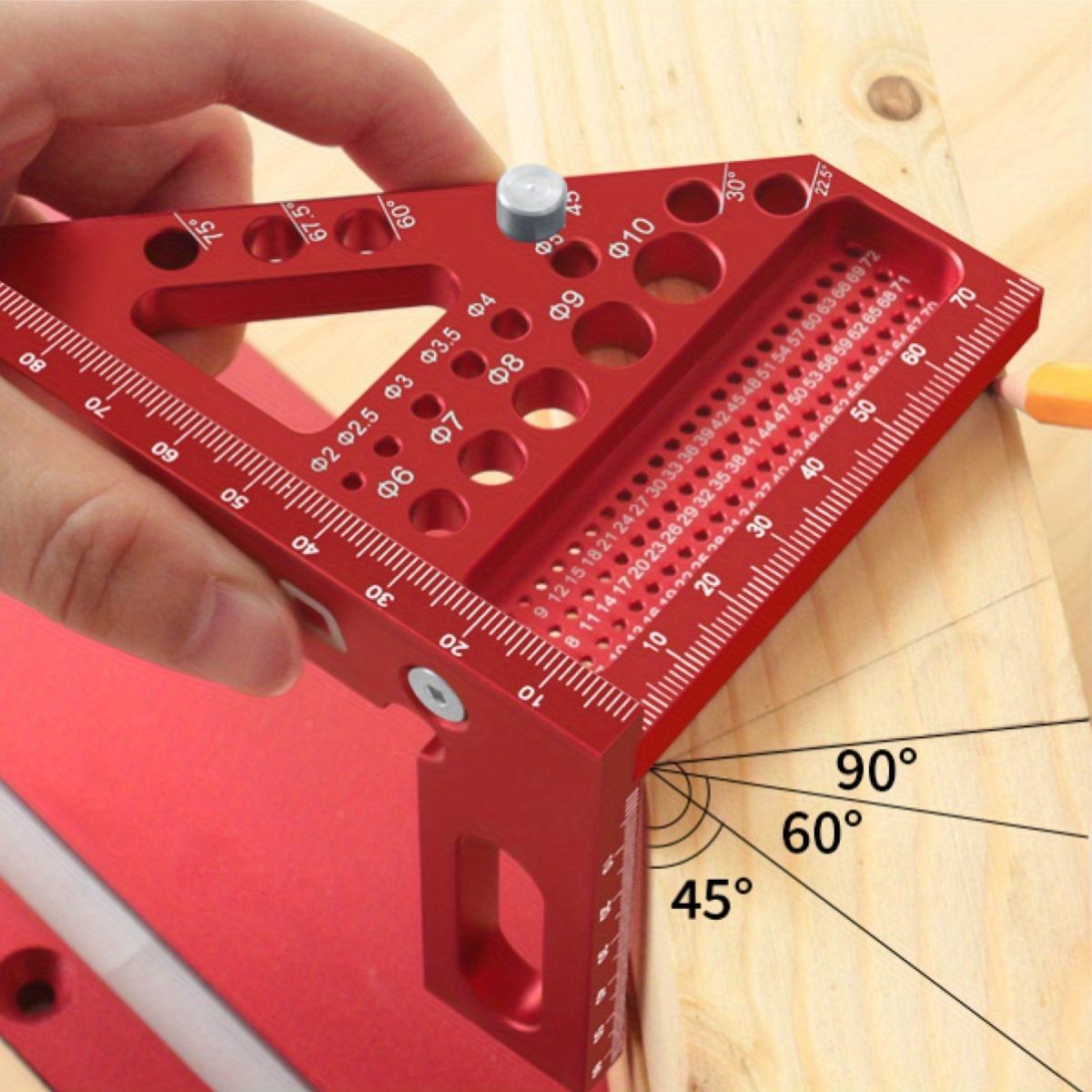3D Multi Angle Triangle Ruler with Positioning Pin, Metric & Imperial 22.5-90°, Ideal for Woodworking, Construction, DIY Crafts, Woodworking Square Protractor