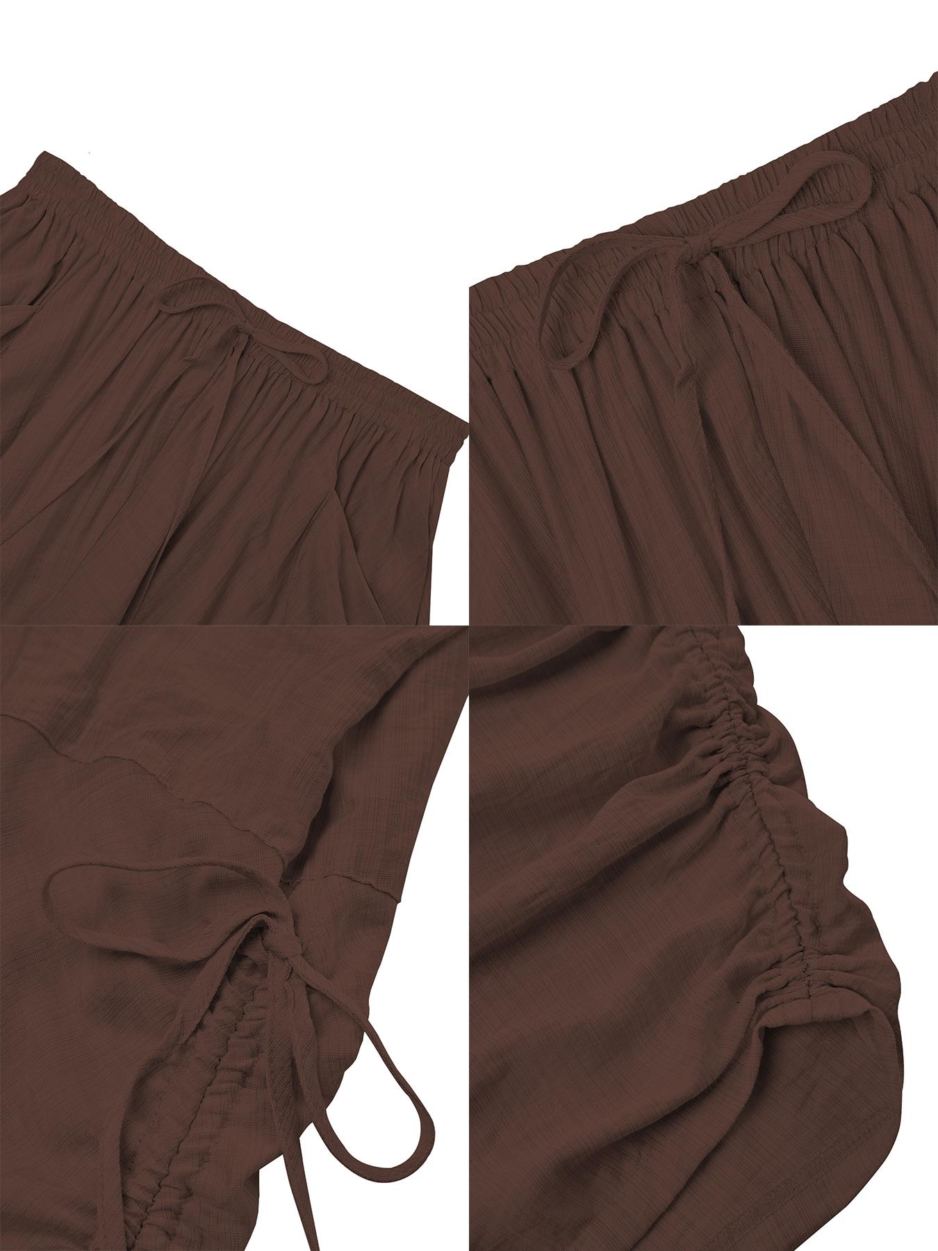 Women's Casual Loose-Fit Wide Leg Drawstring Pants, All-Season Woven Fabric, Long Plain Design, Daily Commute & Vacation Wear Women's Casual Loose-Fit Wide Leg Drawstring Pants, All-Season Woven Fabric, Long Plain Design, Daily Commute & Vacation Wear