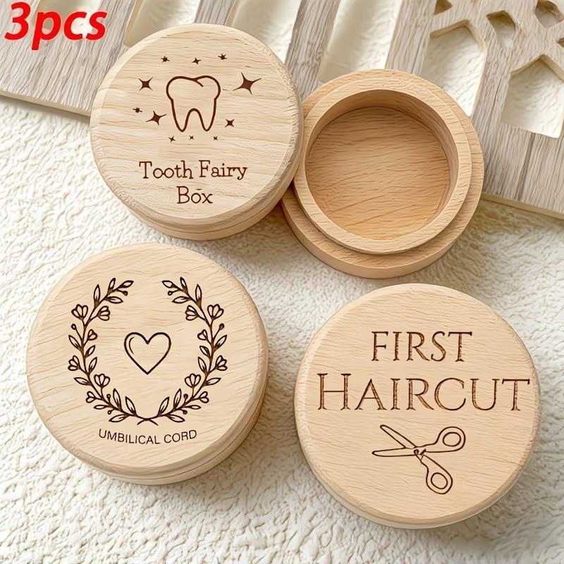 3-piece wooden storage box set, including tooth fairy box, 'first ...