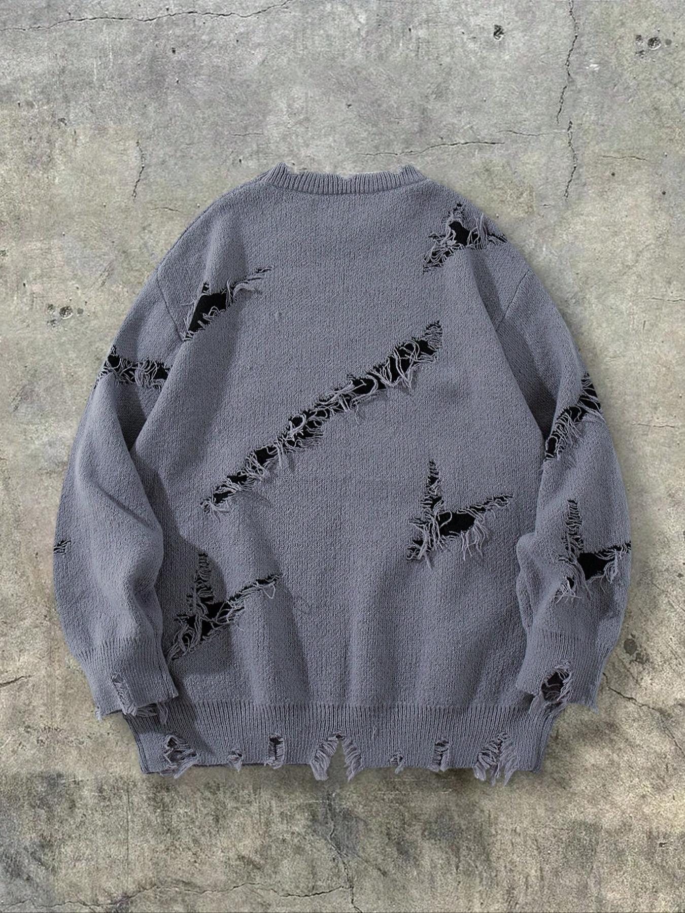 Men's & Women's Street Gothic Letter Print Sweater, Casual Loose-Fit Knitted Pullover, Round Neck Long Sleeve Drop Shoulder Top, Knitwear