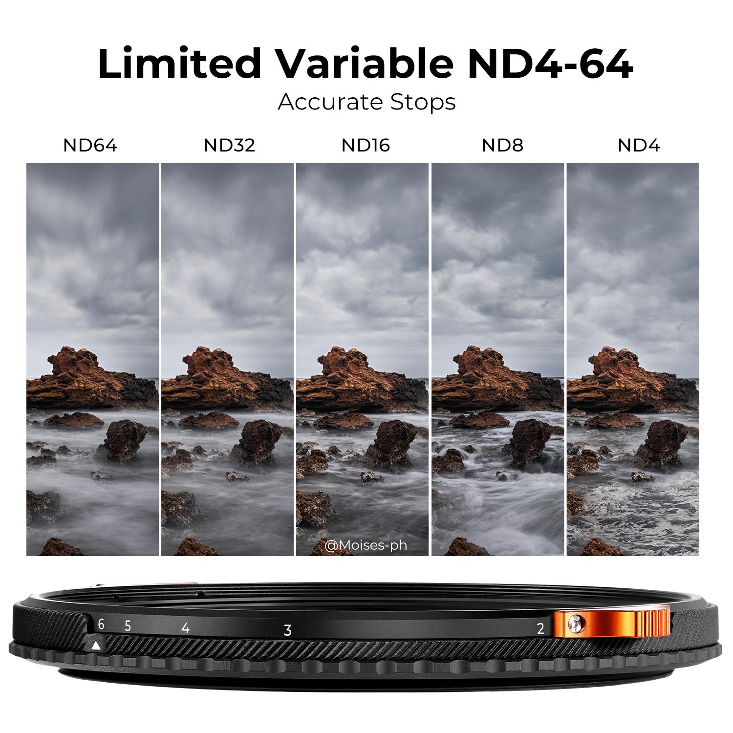 【K&F CONCEPT】Variable ND4-64 & CPL 2-in-1 + MCUV Protection Filters Kit (3 Pcs) for Camera Lens, 28 Multi-Coated 2-6 Stops Variable ND UV Lens Filters Set circular polarizer