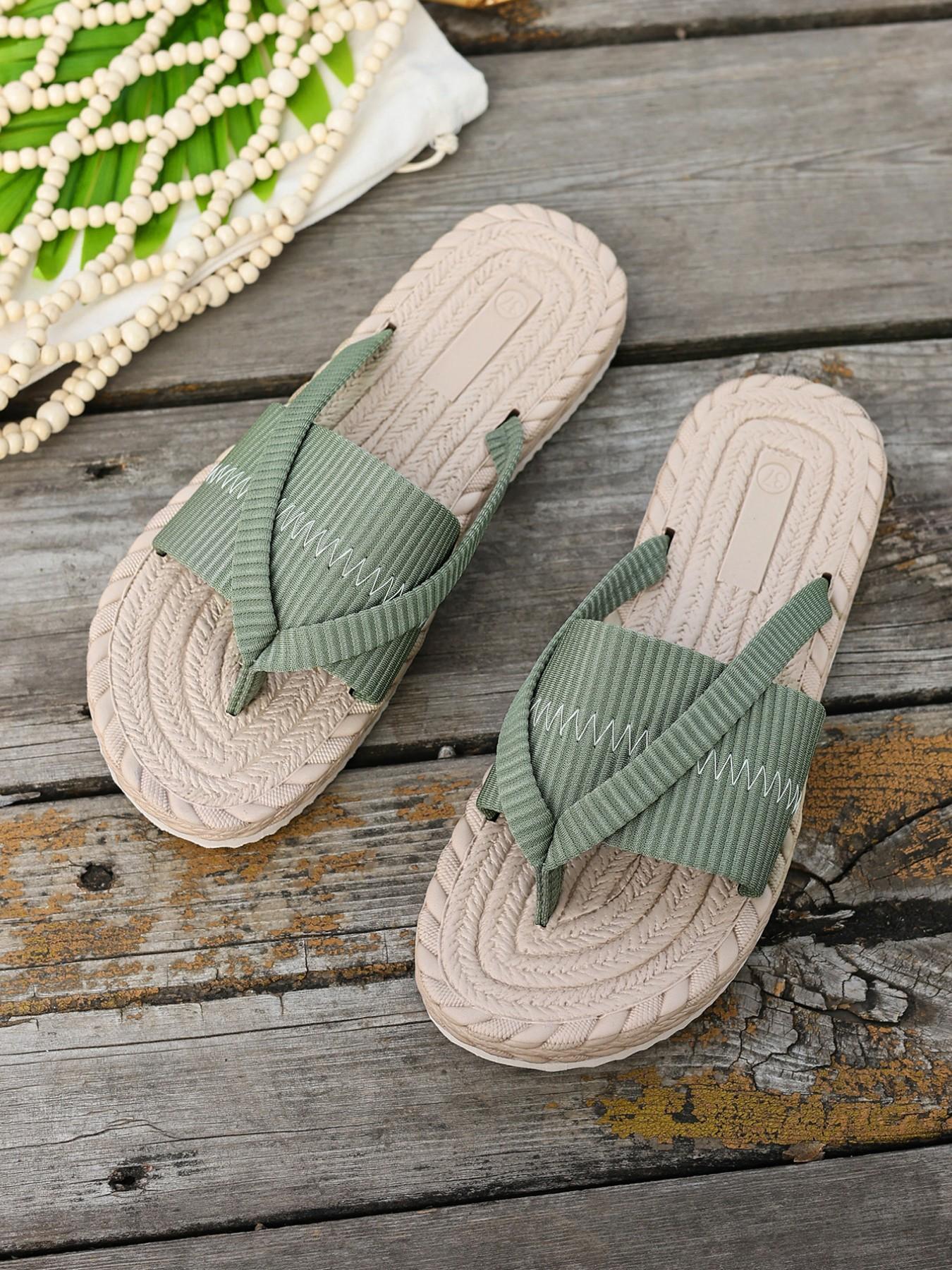 2026 New Open Toe Sandals for Women, Boho Style Textile Slippers with Metal Buckles, Casual Beach Travel Footwear