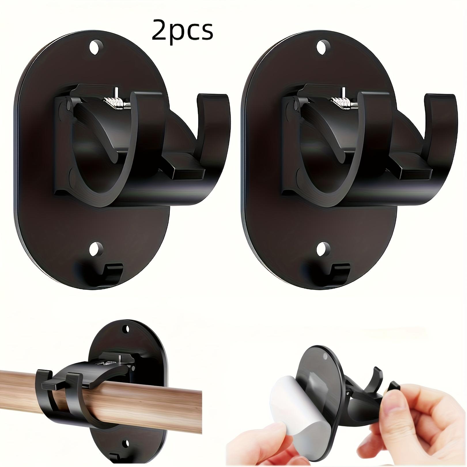 No-Drill Curtain Rod Holder, Self-Adhesive Installation Clip, Easy to Install, Suitable for Bathroom Kitchen Apartment, Vintage Style Durable Plastic, Adjustable Curtain Rods