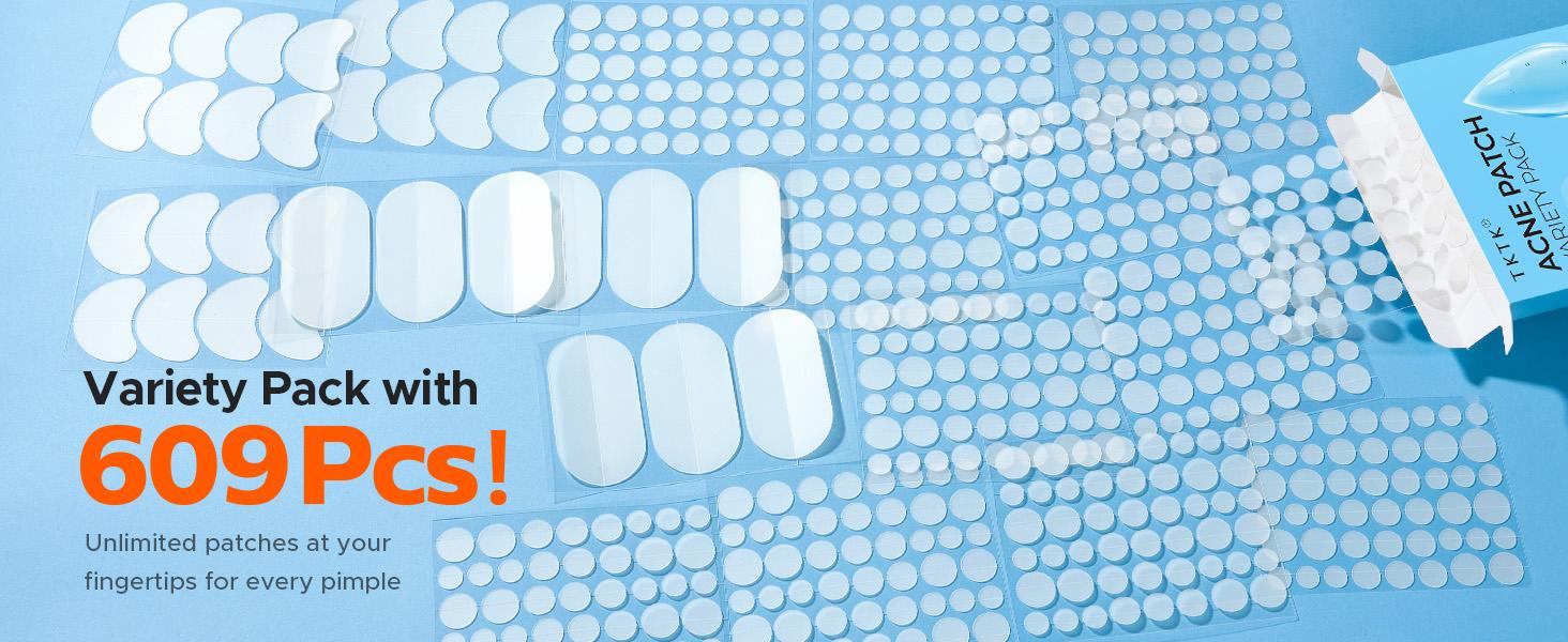 TKTK 609 Count Pimple Patches for Face, Hydrocolloid Acne Patch Bulk, Acne Stickers for Covering Cheeks, Forehead, Chin Blemishes Zit Breakouts for All Skin Types (Dots, Strip, Contoured 5 Sizes) #SpringStatements TKTK 609 Count Pimple Patches for Face, Hydrocolloid Acne Patch Bulk, Acne Stickers for Covering Cheeks, Forehead, Chin Blemishes Zit Breakouts for All Skin Types (Dots, Strip, Contoured 5 Sizes) #SpringStatements