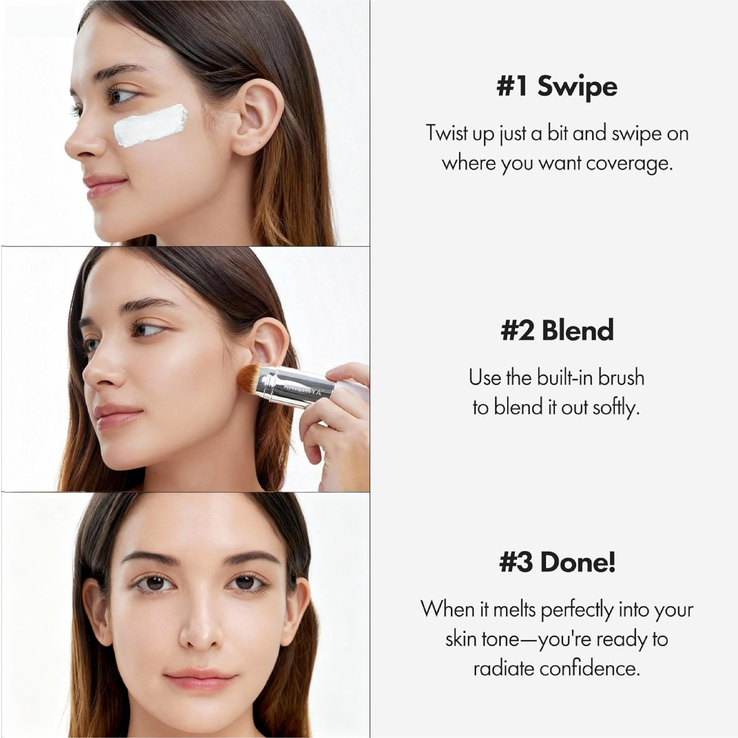 Dual-Ended Color-Changing Foundation Stick, Concealer, Contour, Highlighter, Long-Lasting, Flawless Finish, No Cakey Makeup