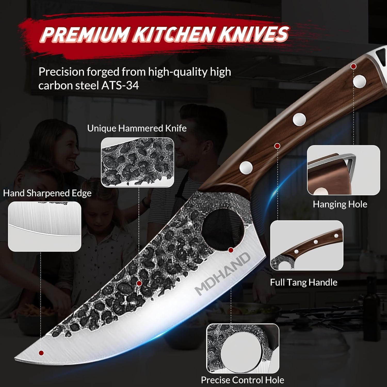MDHAND Butcher Knife Set, 18Pcs Hand Forged Serbian Chef Knife Set with Bag, High Carbon Steel Full Tang Kitchen Knives Set, Meat Cleaver & Boning Knife for Brisket Trimming BBQ Camping, Gift for Men#fathersdaygift MDHAND Butcher Knife Set, 18Pcs Hand Forged Serbian Chef Knife Set with Bag, High Carbon Steel Full Tang Kitchen Knives Set, Meat Cleaver & Boning Knife for Brisket Trimming BBQ Camping, Gift for Men#fathersdaygift