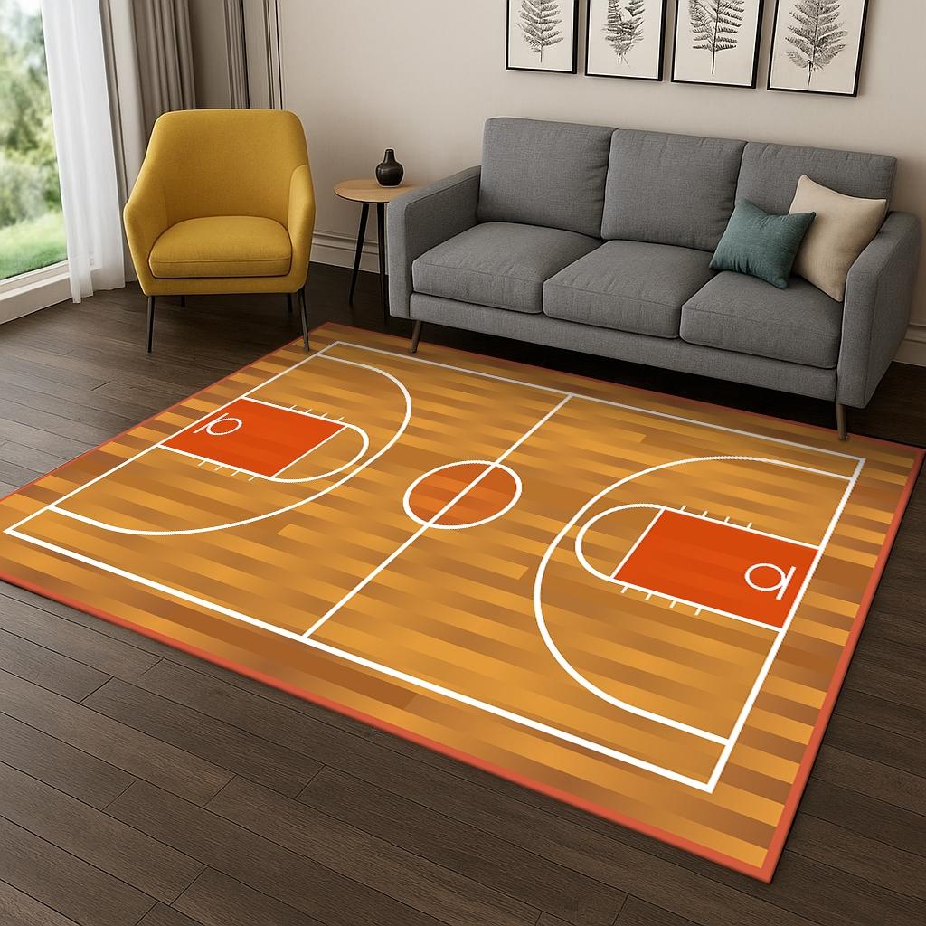 Basketball Court Flannel Area Rug - Realistic Sports Court Print Soft Mat for Living Room, Non-Slip Basketball Lover Home Decor#BasketballCourtRug #SportsCourtMat #BasketballLoverDecor #GameRoomCarpet #NonSlipFlannelRug