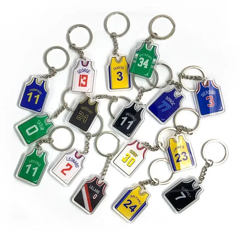 Trendy Jersey Keychain Basketball Fan Key Ring Car Key Chain Sportswear Shape Bag Pendant Jewelry Lover Trinket Gift Accessories, Fade Resistant, Multiple Colors, Plastic Painted