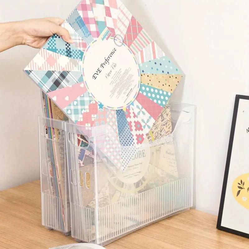 2pcs Storage Organizer,Scrapbook Paper Storage with Wheels,Plastic Portable Scrapbook Storage Bin for Scrapbook Papers,Cardstocks,Doc