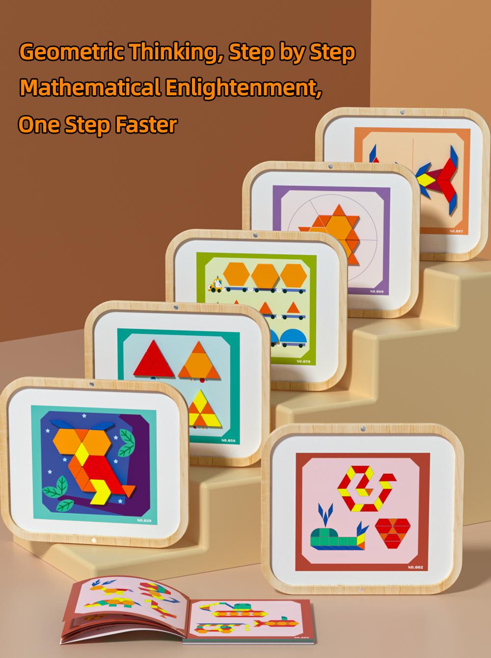 Edutree Creative Magnetic Puzzle, Wooden Jigsaw Geometric Puzzle Toys, Geometric Building Block Puzzle, Shape Cognition & Fine Motor Skills Training, Birthday Halloween Gifts For Boys Girls