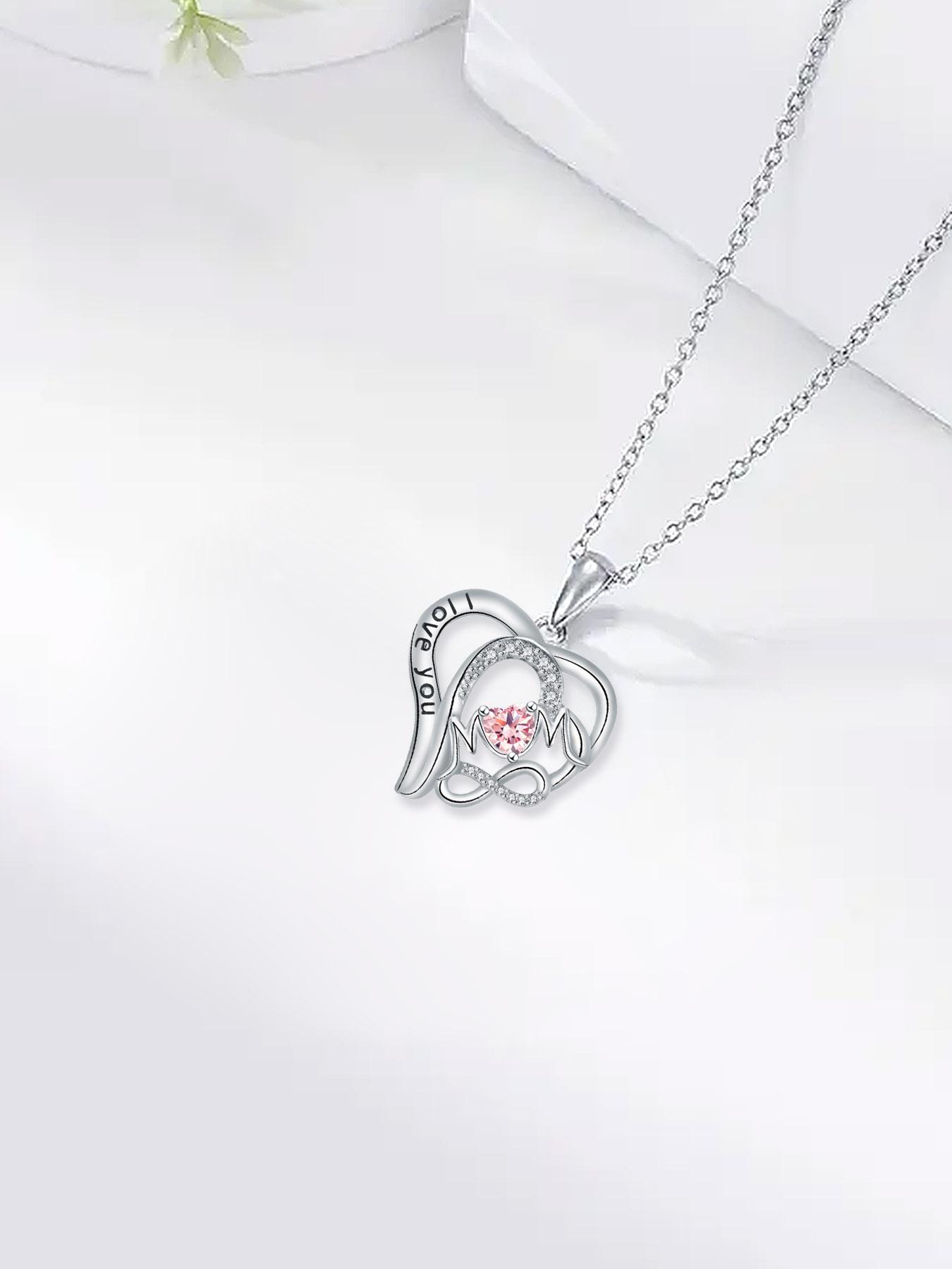 Rose gift box "MOM" heart-shaped letter pendant, engraved L LOVE YOU necklace&exclusive birthday and holiday Christmas gift for mom, Jewelry Gift