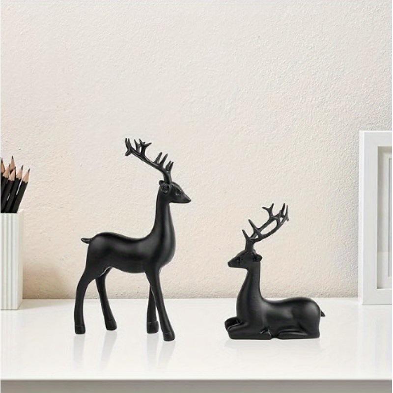 2 Piece Nordic Home Deer Figurines, Collectible Room Decor, Christmas Resin Craftsmanship, Suitable for Entryway, Wine Cabinet, TV Stand, Bedroom, Dining Table Gift