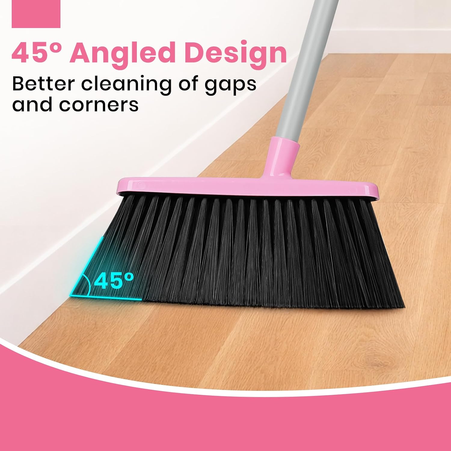 Broom and Dustpan Set,58" Long Adjustable Handle Small Broom with Stand up Dustpan Combo Set with Dust Pan ,for Indoor  Office Floor Cleaning