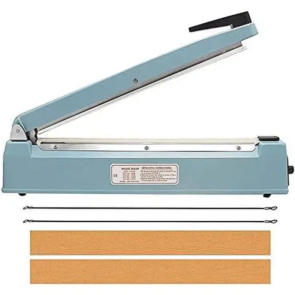 16 inch Manual Impulse Bag Hand Heat Sealer Machine, Bag Sealer Heat Sealing Closer Tool Poly Tubing Plastic Bag, 2 Free  Kit