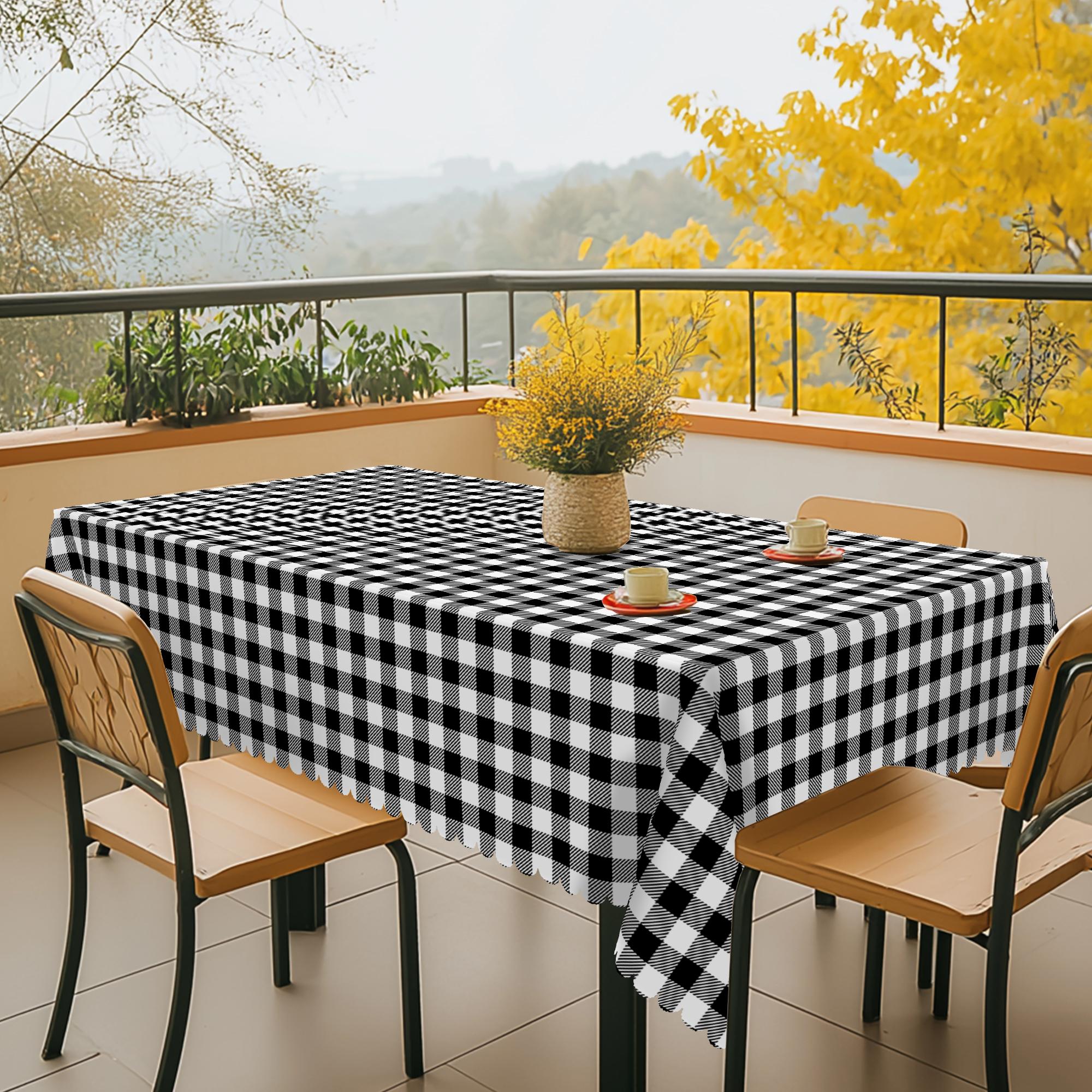 1pc Black and White Plaid Tablecloth, Rectangular&Round Tablecloth, Dining Room Decoration, Table Cloth, Party Decor, Suitable For Daily Home Kitchen, Restaurant Terrace Indoor And Outdoor Use, Suitable as Gifts, Weddings, Birthday Parties table  linens