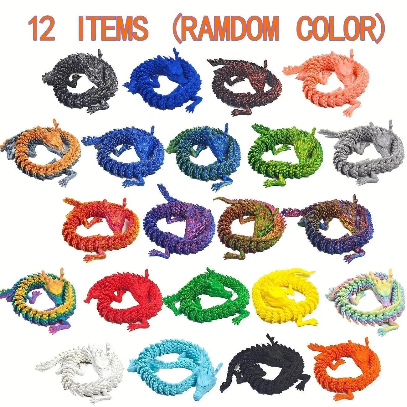 1/4/12pcs 3D Printed Chinese Dragon Ornament, Random Color, Ideal For Car Dashboard, Party Decoration, Festival Home Decoration