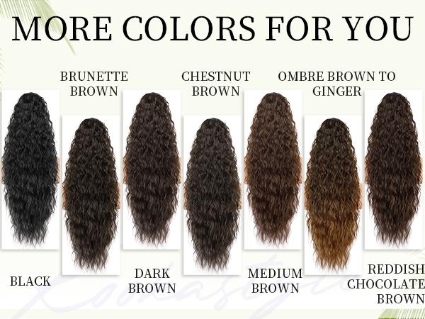 [ Kookastyle ] Ponytail Extension 30 Inch Drawstring Pony Tails Hair Extensions for Women Long Curly Brunette Brown Ponytail Synthetic Hairpieces for Daily Use