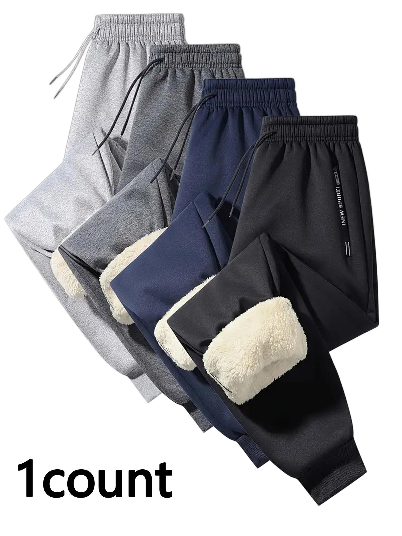 Men's Casual Fleece Pants for Autumn & Winter, Thick Comfortable Warm Outdoor Sports Trousers, Fitted Style for Active Wear, Soft Comfy Sweatpants