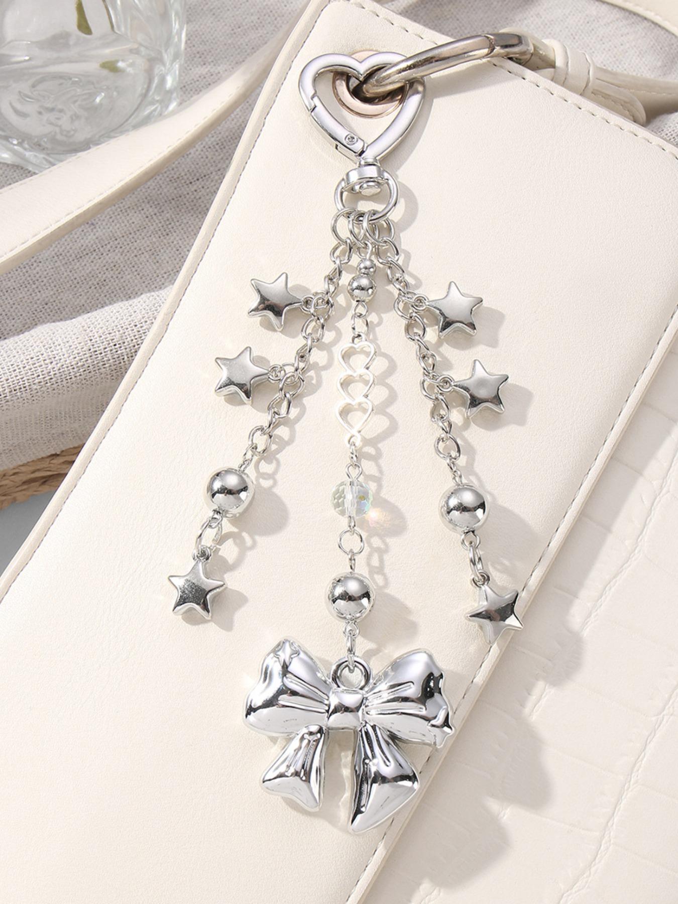 Sweet Cool Fashion Resin Bead Heart Star Charms DIY Keychain, Cute Bow Design, Perfect for Bag and Key Decoration, All Seasons Accessory