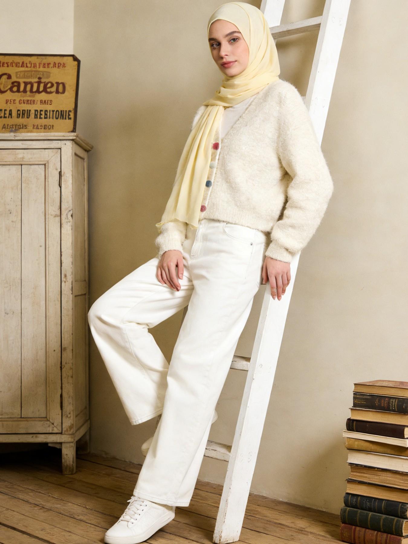 Muslim Style Women's Fashion Wide Leg Jeans Pants, Versatile Elastic Fabric, All-Season Wear, Perfect for Dates and Outdoors, Trouser, Wideleg