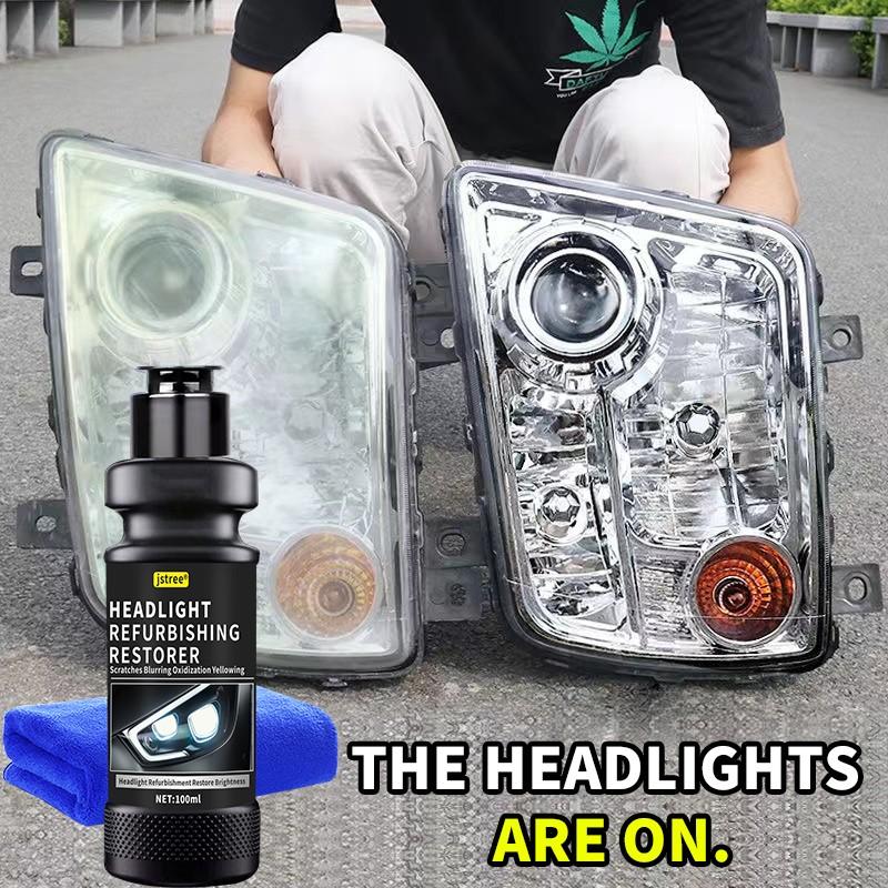 Jstree Car Headlight Restoration Liquid, Crack Scratch Repair, Lamp Cover Coating Brightening Polisher 100ML, Auto Care Essential