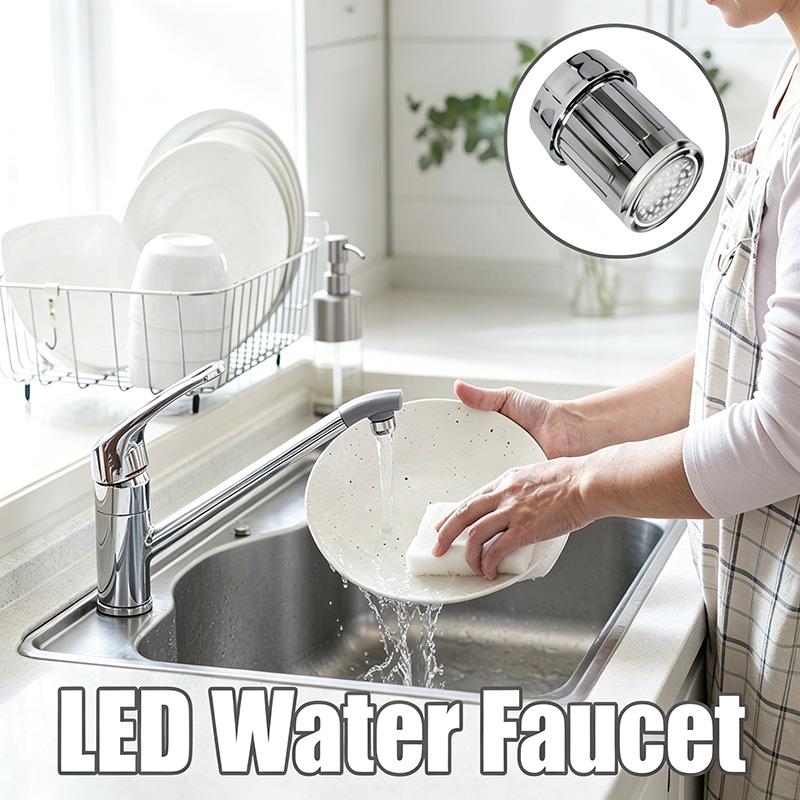1pc LED Water Faucet Light Color Changing Faucet for Kitchen And Bathroom (Fixed LED Faucet) Gradient LED Water Faucet Light Water Stream Color Changing Faucet Tap Sink Faucet for Kitchen And Bathroom