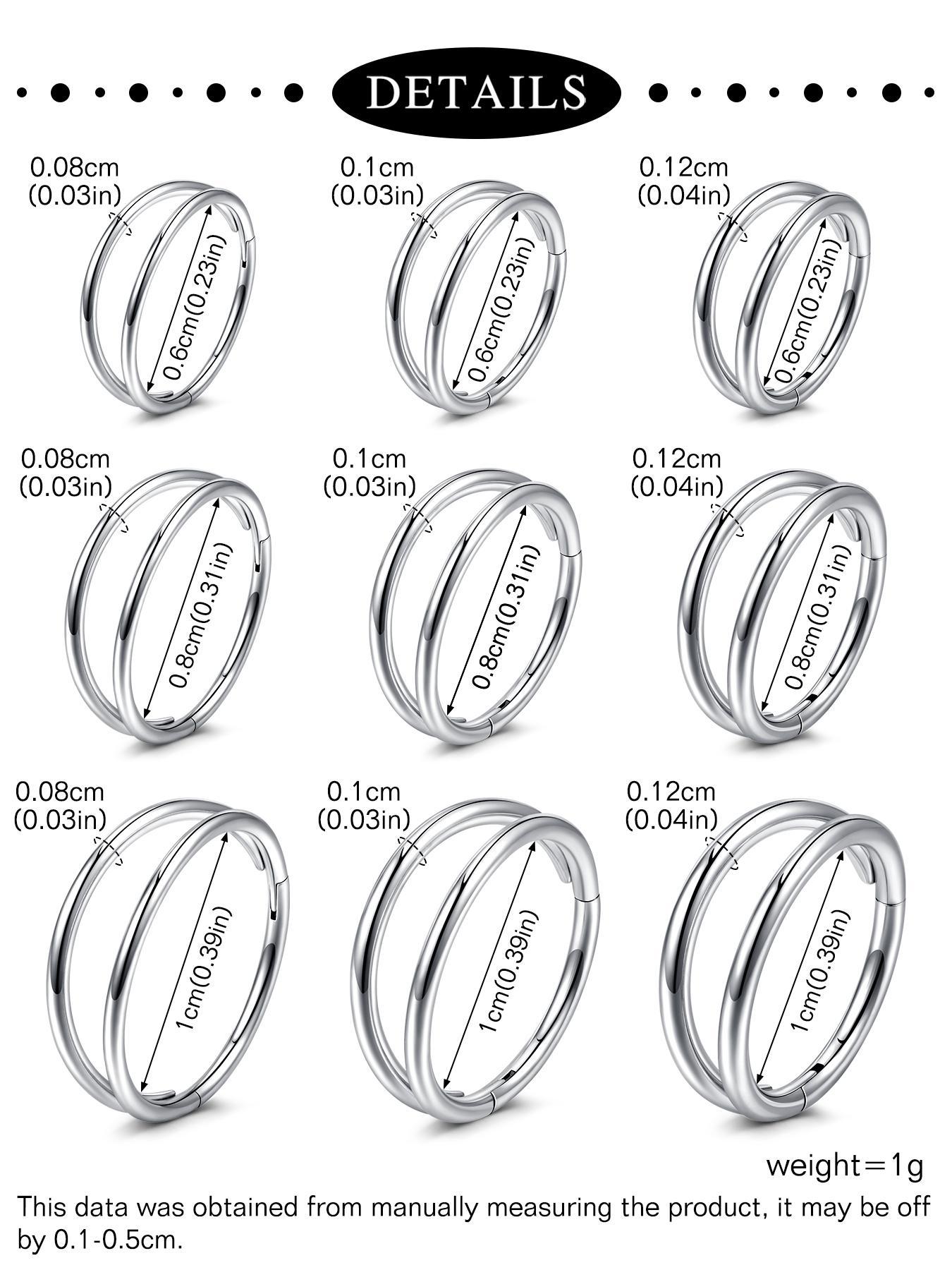 Stainless Steel Nose Ring, Lip and Ear Piercing Jewelry, Body Jewelry, Unisex Fashion Accessories, Available in Sizes 18g 20g 16g, 6mm 8mm 10mm