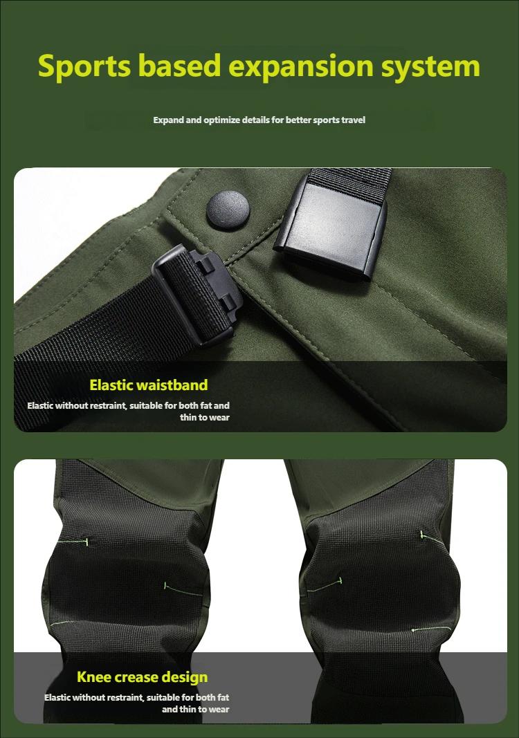 Men's Outdoor Casual Quick-Dry Pants Waterproof Multi-Pocket Workwear Long Trousers Thin Breathable Hiking Camping Fishing Pants