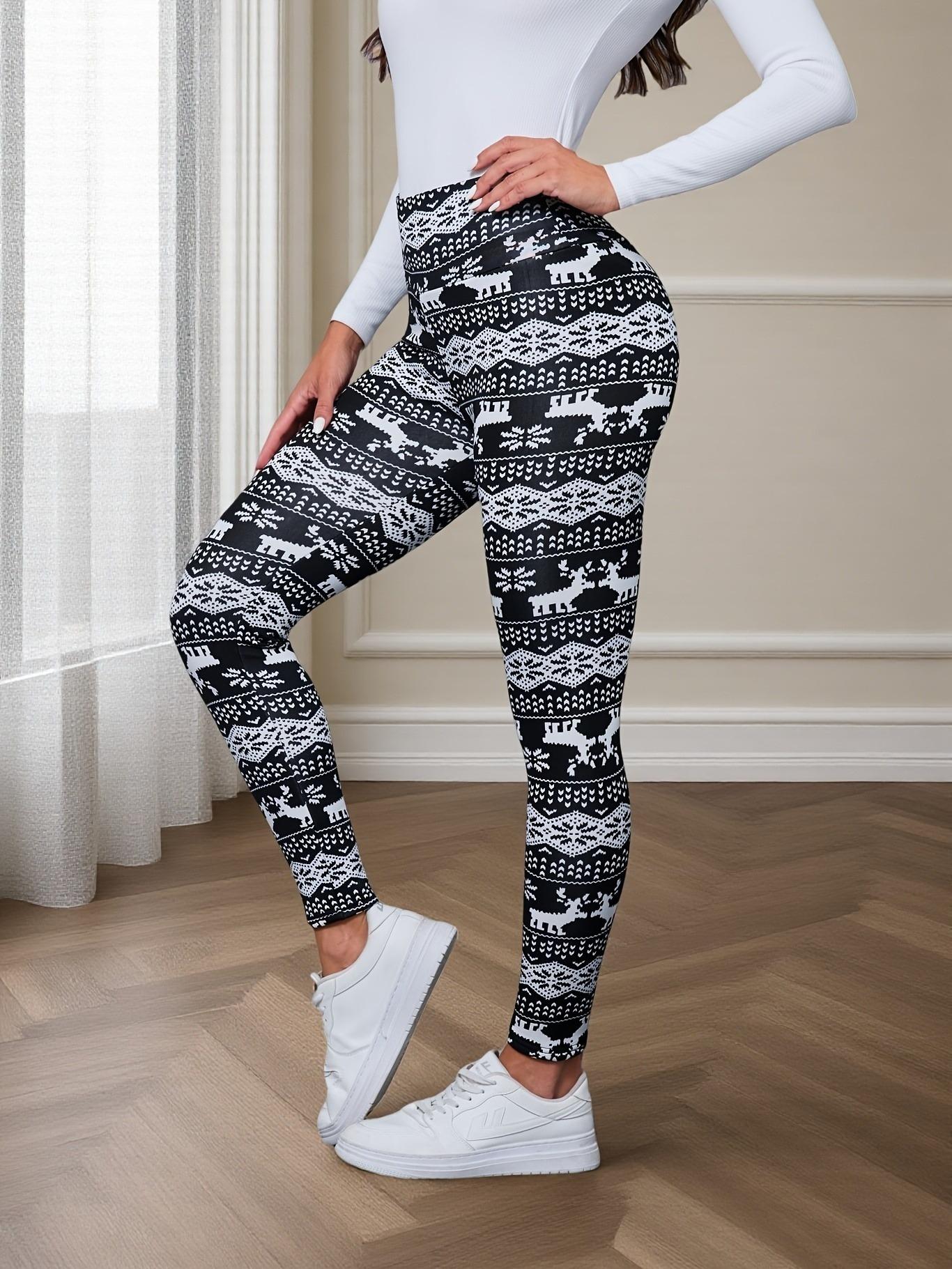 Women's Christmas Winter Warm High-Waisted Elastic Fashion Slim Fit Bottoms, Casual Sporty Style, All Seasons Wear High Stretch Leggings